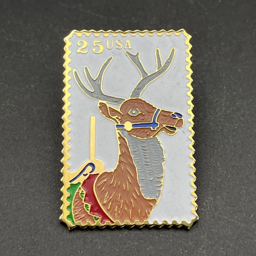 USPS United States Postal Service Stamp Carousel Reindeer Lapel Hat Pin